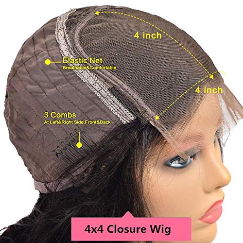 4X4 Highlight 4-27 Lace Closure Wig Short Bob Lace Front Wigs Human Hair Bleached Knots Brazilian Remy Human Hair Wigs Pre Plucked. (10inch, Density 150)