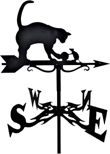 Bareta de clima al aire libre, montaje meteorológico, decoración de patio, paletas de dirección de acero inoxidable, decoración retro duradera, gato