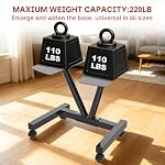 EnterSports Stand réglable avec roues, rack robuste pour dumbbell s'adapte à la fois 5-90 lb Dumbbells réglables, compatible avec plusieurs modèles de dumbbel Capacité de charge de 220 LB (Les ampoules ne sont pas incluses)