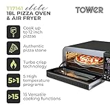 Tower T17141 Elite Pizza Oven with 5 High Temperature Programs, 15 Cooking Functions, Turbo Crisper, 18L, 2000W, Grey & Chrome - Image 2