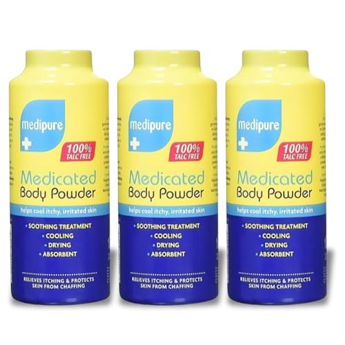 MEDIPURE Medicated Baby Powder 3-Pack (600g) | 100% Talc-Free | Gentle Anti-Itch & Moisture-Absorbing Powder for Delicate Skin | Soothing Alternative to Talcum Powder, Cuticura, Daktarin & Lanacane
