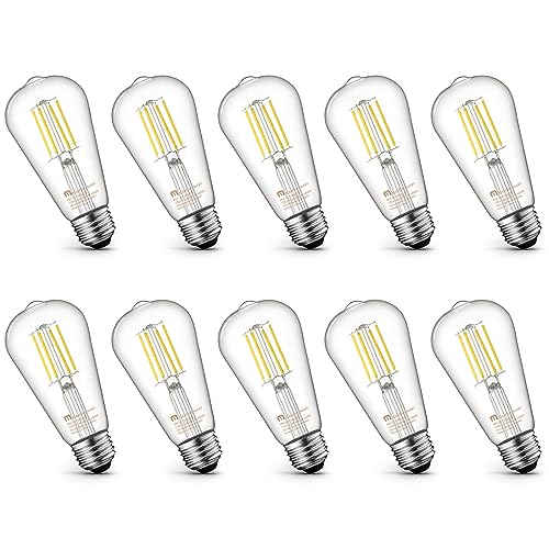 Mastery Mart Dimmable Vintage E26 LED Light Bulb, 5000K Daylight White 5.5W (60 Watt Equivalent), Glass ST21 Antique Edison Style, 500LM, Decorative Filament Bulb, UL and Energy Star, 10 Pack