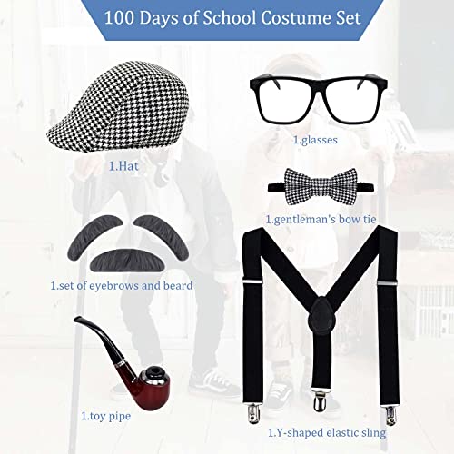 Taenjooy 5 Pieces 100 Days Of School Costume For Boys Kids Old Man Costume Halloween Cosplay School Cosplay Party Grandpa Outfit,5-7 Years #TOP2