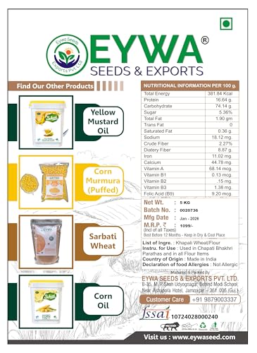 Image of Eywa Seeds & Exports Pvt Ltd Organic Khapli Wheat Grain 5 Kgs For Eating And Cookings