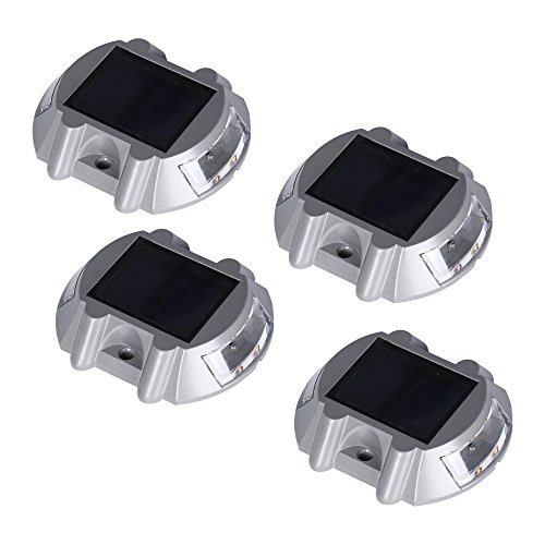 Solar Deck Lights 4 Pack LED Dock Lights for Walkway, Stair and Step - Cast Aluminum