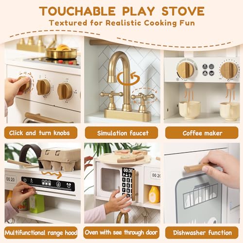 Bpmfkid J23B03-CA Interactive Wooden Play Kitchen Set For Kids: Realistic Features thumb #3