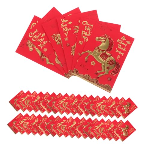 Enveloppes rouges du Nouvel An Chinois avec motifs équestres SOIMISS lot de 360 pièces