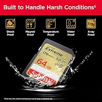 SanDisk Extreme SDXC UHS-I Speicherkarte 64 GB (V30, 170 MB/s Übertragung, U3, 4K UHD Videos, SanDisk QuickFlow-Technologie, wasserdicht, stoßfest, temperaturbeständig) (Packung mit 2) – Ansicht 5