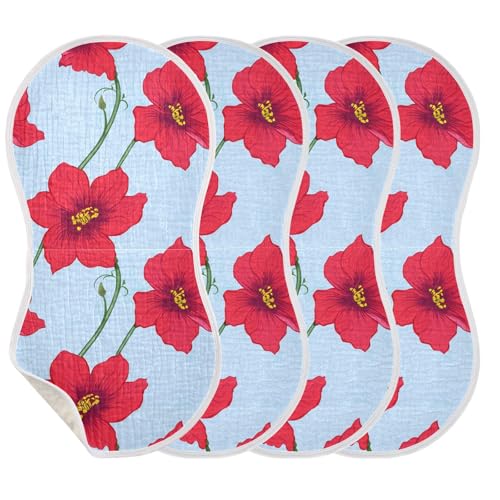 Flowers Red Blue Elegant Burp Cloths for Babies Burp Rag Cotton Spit Up Rag for Babies Newborn3