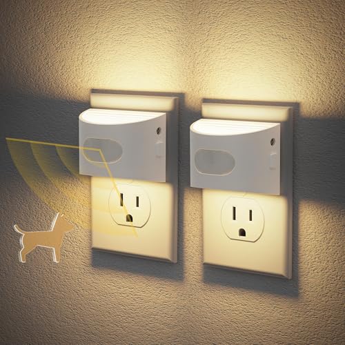 Image of JandCase Motion Sensor Night Light, Night Lights Plug into Wall, Dusk to Dawn Sensor Nightlight with Motion Activated, 30 /60 /100lm Brightness Dimmable, 3000K Warm White, for Kids Bedroom Hallway
