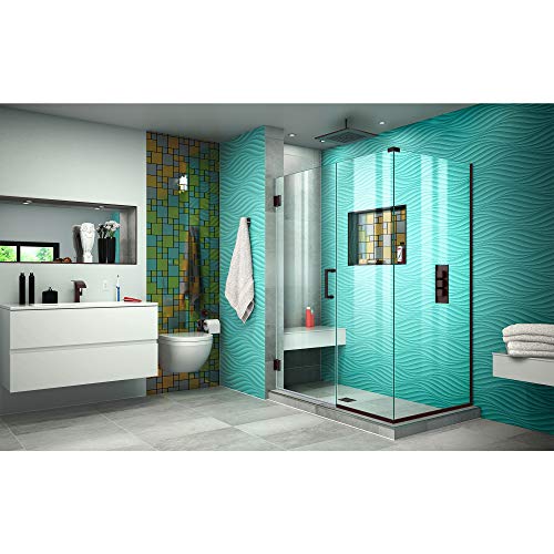 Dreamline Unidoor Plus 46 In. W X 30 3/8 In. D X 72 In. H Frameless Hinged Shower Enclosure In Oil Rubbed Bronze, Shen-24460300-06 #TOP5