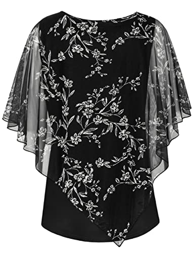 Cestyle Womens Flowy Blouses Dressy Casual Shirts Lightweight Mesh Poncho Tops2