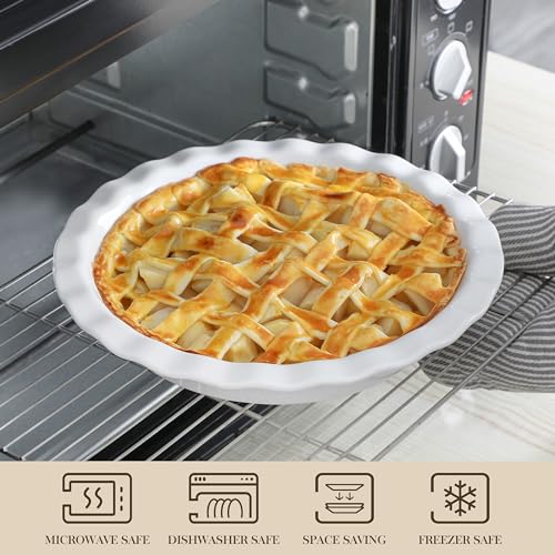 image for MALACASA Ceramic Pie Pan, Pie Pan for Baking 9 Inch, 40 OZ Pie Plate R