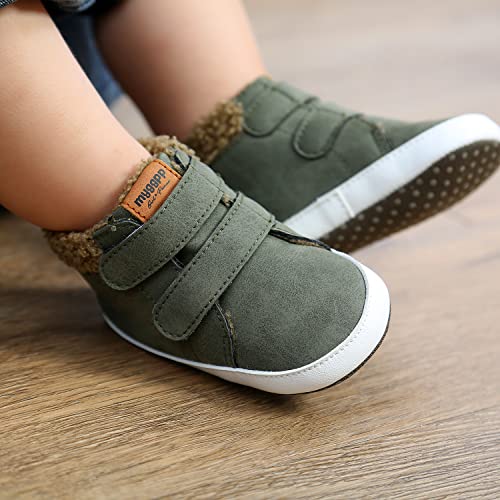 Image of SOFMUO Baby Boys Girls High Top Ankle PU Leather Sneakers Soft Rubber Sole Infant Moccasins Newborn Oxford Loafers Anti-Slip Toddler Wedding Uniform Dress Shoes