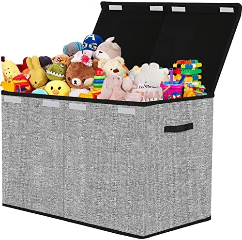 JAYSDAYLY Large Toy Box Storage with Lids,Collapsible Toy Chest Organizer Moving Boxes for Boys,Girls,Nursery,Playroom,Pantry 24.5 * 13 * 16 inches
