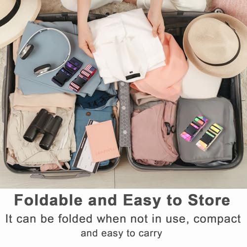Image of Ferris Luggage Strap for Suitcases TSA Approved with Luggage Tag Adjustable Suitcase Strap Luggage Connector Identifiers Over Handle with Buckle Polyester Strap for Bag Car Seat (Colorful Hexagons)