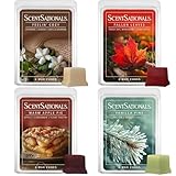 Scentsationals Fall Wax Melts - Harvest Home 4-Pack – Long Lasting Wax Cubes with Strong Scent for Warmers – Includes Warm Apple Pie, Vanilla Pine, Fallen Leaves & Feelin Cozy - 10oz (24-Cubes)