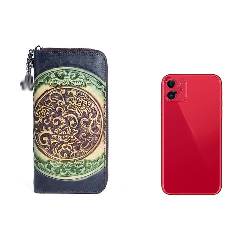 Women's Wallet Wallet Long Embossed Vintage Ethnic Clutch Bag Layer Cowhide Change Card Bag2