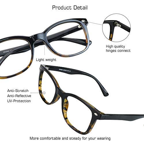 Image of VisionGlobal Blue Light Blocking Glasses for Computer Reading or Gaming, UV 400 Anti Glare Lenses Help Reduce Eye Strain and Fatigue, Men and Women Frame, x2.25 No Magnification