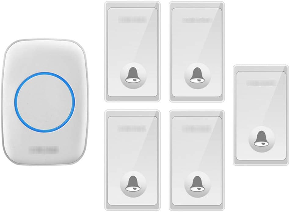 Long Range Door Chime Kit,650Ft Operating Range IP44 Waterproof Self-Powered Doorbell 58 Chimes,4-Level Volume for Home Office Hotel,White (White (Black)