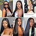 Black Straight Lace Front Wigs Synthetic Artificial Human Hair Glueless Pre-Plucked Straight Natural Hairline Synthetic Wigs Middle Part Heat Resistant Soft Baby Hair for Black Women (26 Inch)