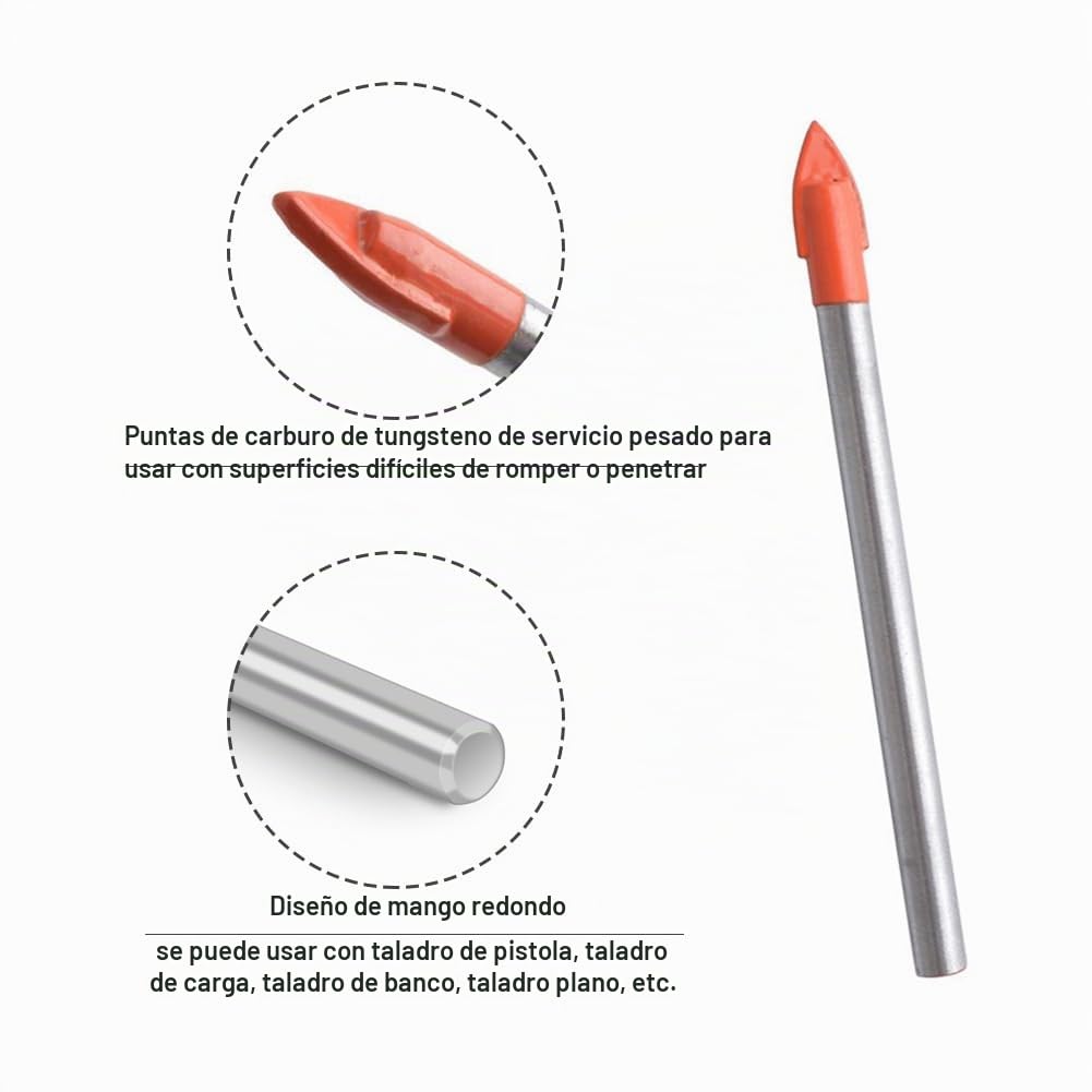 Gunpla 10 Piezas Juego de 6MM Brocas de Carburo de Tungsteno Taladro de Perforación para Azulejos, Cerámica, Vidrio y Espejos