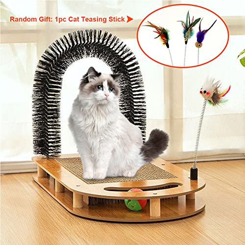 Cat Scratching Board With Cat Arch Self Groomer And Kitty Ball Toys, Cat Scratcher Cardboard For Indoor Cats, Eco-Friendly Wood, Durable, Stable And Non-Slip, Kitten Scratcher Pad (U-Shaped) #TOP5