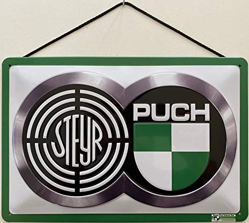 Blechschild With cord 30 x 20 cm Steyr Puch double logo classic – Blechemma