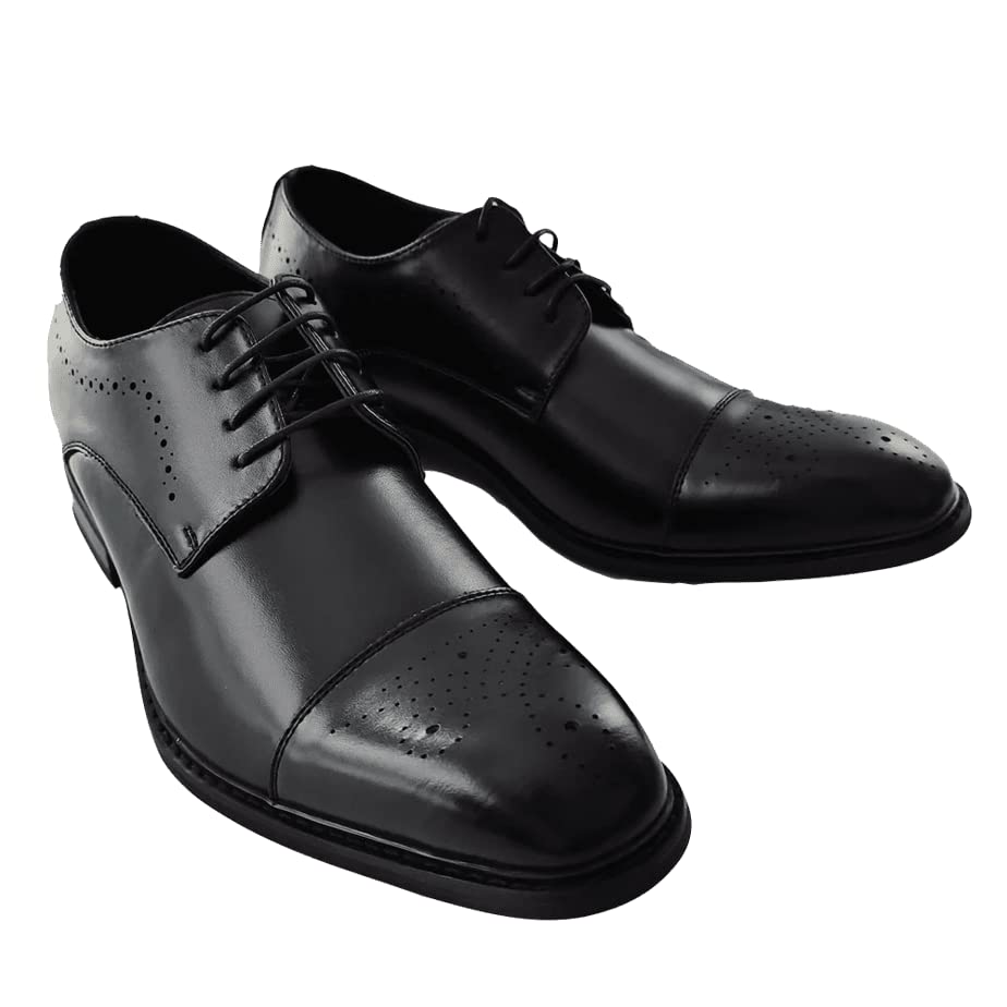 Zapatos de cuero negro MITL de alta gama con alzas de 6 cm integradas