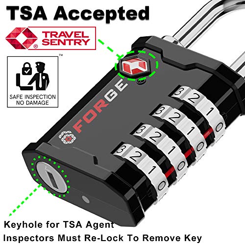 FORGE 4 Digit 17067 TSA Approved Gun Box, Tool Box and Case Lock, Combination Padlock for Travel, Black 2 Locks. - Image 3