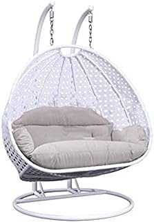 Rattan Dual Sitting Outdoor Swing Chair with Pillows