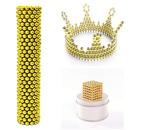 RQW Magnet Balls DIY Office Rare Earth Balls Sculpture Building Blocks Playful Stress Relief Gift for Teens and Adults (Gold, 5MM, 216PCS)