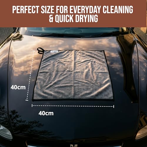 Image of Microfiber Cloth (Pack of 4) - 40x40 cms - 500 GSM | Thick Lint & Streak-Free Multipurpose Cloths - Automotive Microfibre Towels for Car, Bike Cleaning, Washing & Detailing (Grey)