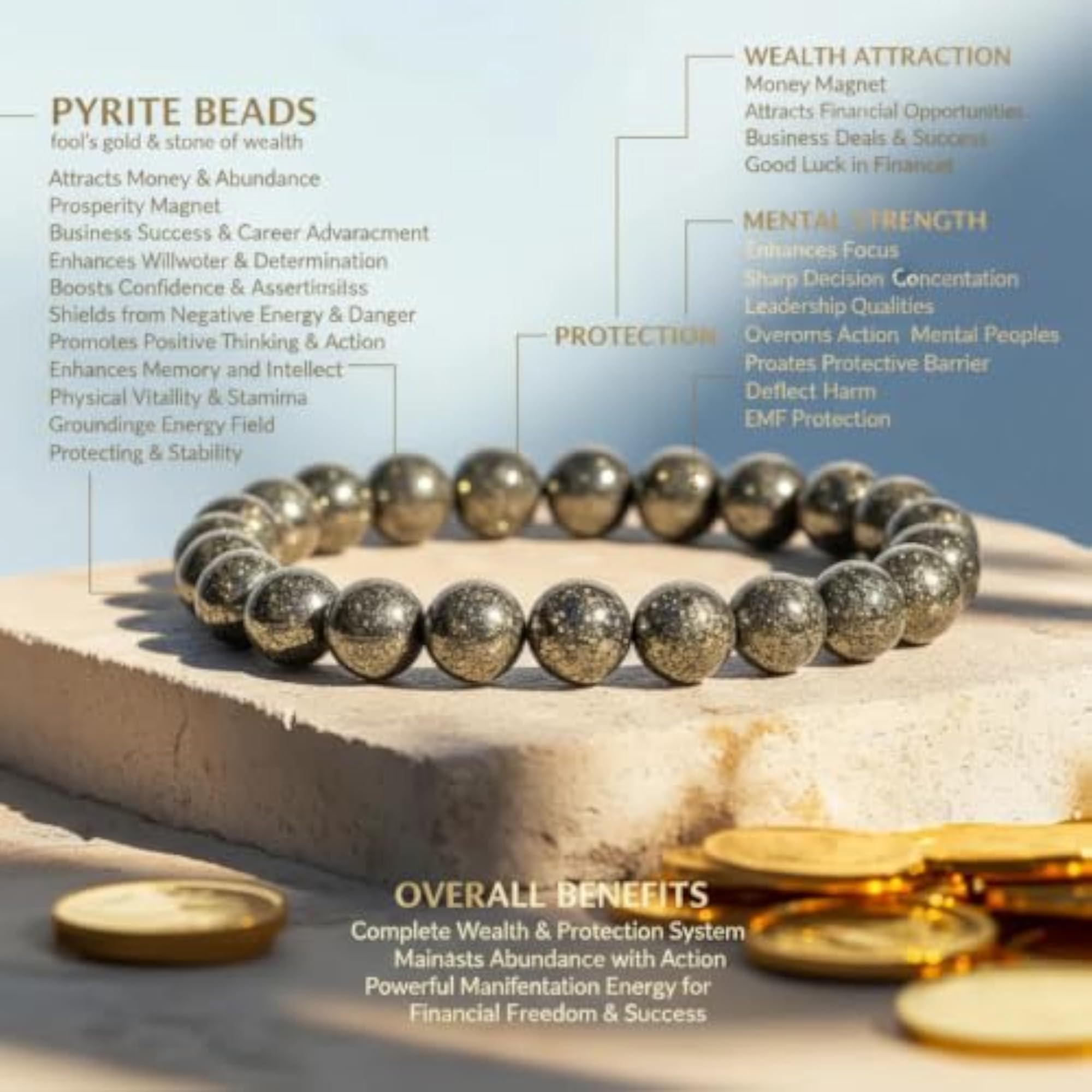 Raw Pyrite Bracelet for Positive Energy and Wealth