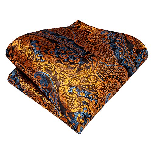 Image of Hi-Tie Men 63inches Tie Set Extra Long Necktie Paisley Tie Pocket Suqare Cufflinks Big and Tall Men Tie