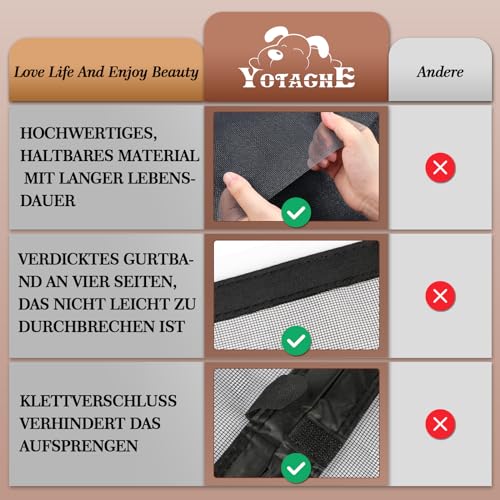 Yotache Fliegengitter Tür Magnet 160x230cm Fliegengitter Doppeltür Ohne Bohren, Insektenschutz für Schiebetür Balkontür, Reißfest, Fokussierte Magnete für Schnelleren Verschluss, Schwarz