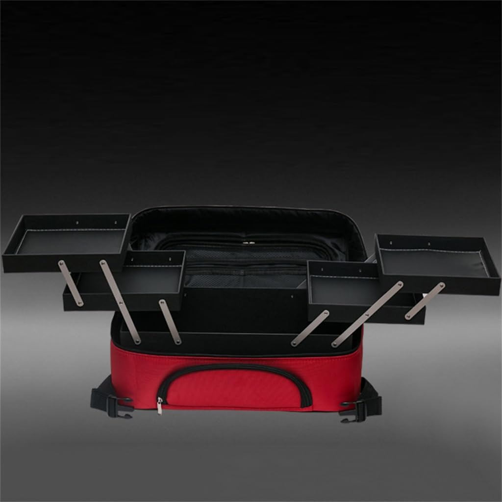 Beauty and hairdressing embroidery makeup box Multi layer large capacity portable Make-up artist with makeup bag large toolbox