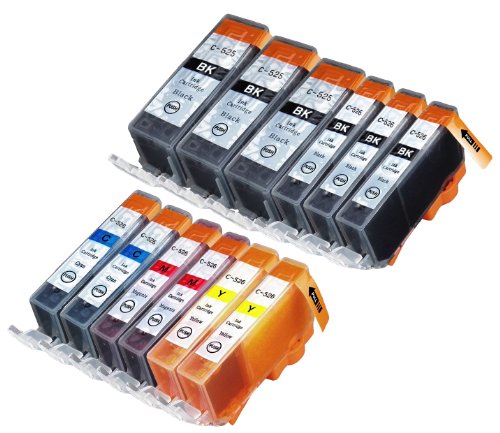 12 Multipack Alta Capacità Canon CLI-526, PGI-525