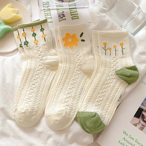 Image of 2 /3 /5 /10 Pairs Womens Ankle Socks Cute Casual Breathable Cable Knit Floral Vintage Crew Socks