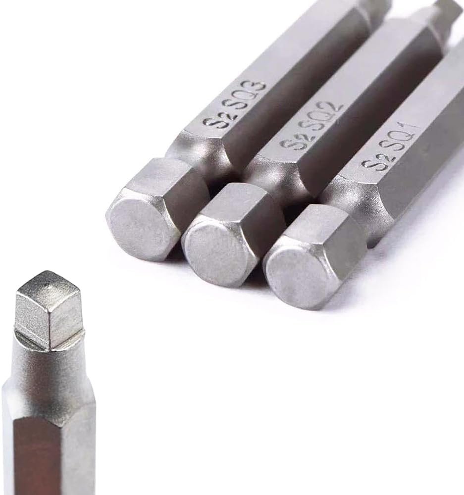 Magnetic Square Head Screwdriver Bits Set with 1/4 Inch Hex Shank, 6 PCS Square Screwdriver Drill Bit Set-SQ1/SQ2/SQ3-2 Inch/4 Inch