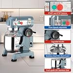 Commercial Food Mixer 15QT, 3-Speed Stand Mixer with Stainless Steel Bowl, Dough Hook, Flat Beater & Wire Whip, 600W 110V with Safety Guard for Restaurant, Bakeries, Commercial Kitchen