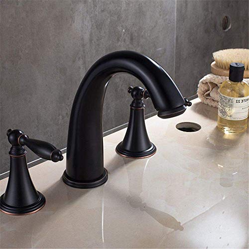 Grifo de lavabo de baño con mezclador de agua fría y caliente de cobre 4