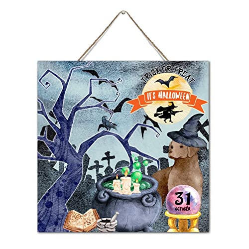 Plaque bois avec dictons Halloween NABRAND Trick or Treat déco murale séjour