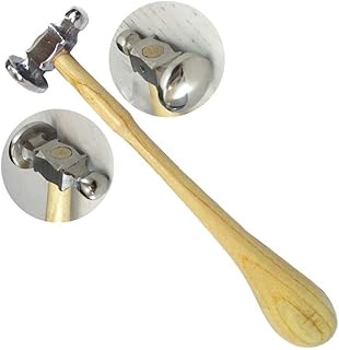 Jewel Tool 11" Chasing Hammer | Quality Build With Convex Steel Head | Ergonomic Wooden Bulb Shaped Handle | Great For Metalworking Tasks, Including Jewelry making, Silversmithing, and Metal Forming