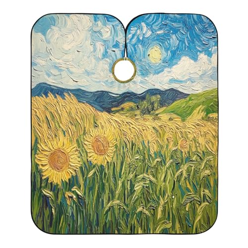Capa para Corte de Cabello Van Gogh's Fields Impermeable Profesional para Barbería con Cierre Ajustable de Broche para Estilismo y Peluquería miniatura 2