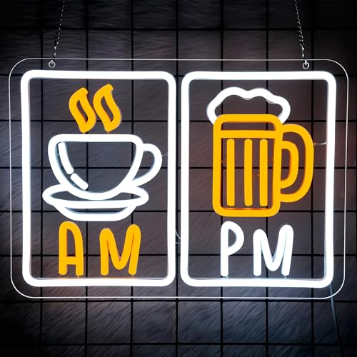 Coffee and Beer Neon Sign for Wall Decor - Cafe Bar Acrylic USB Powered LED Wall Art Decor, Light Up Sign Dimmable, for Coffee Station Shop Business Tea Beer Bar Pub Club Hotel Restaurants Party