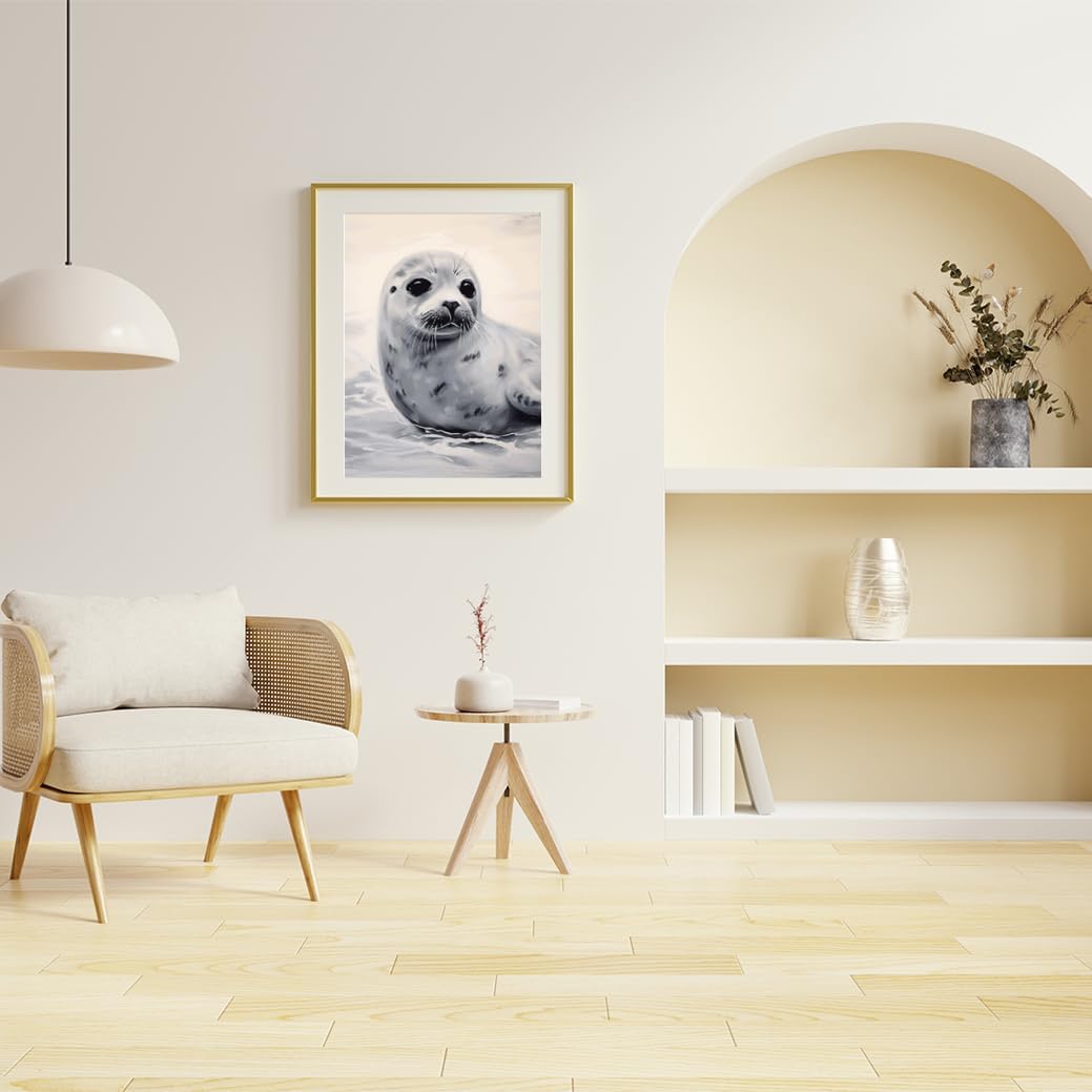 KAYEIUU Harp Seal Painting Diamond Painting Kit, Complete DIY Round Trays Decor Diamond Arts Kits for Home or Farmhouse Decor 12"x16" No Frame Included