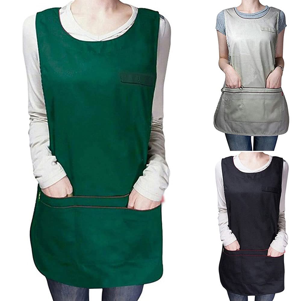 Schürze Friseurumhang Stoff Wickelschutzkleid Home Ärmellose Baumwollschürzen für Männer und Frauen Backzubehör (Beige)