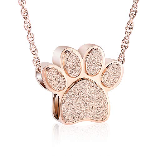 shajwo Cremation Jewelry Paw Print Urn Necklaces for Ashes for Women Men Keepsake Memorial Locket Pendant for Human Pet Ashes