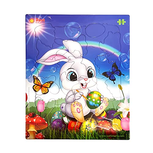 Jigsaw Puzzle Easter Bunny 26 Pieces for Kids Ages 3, 4, 5, 6 Year Old with Fun Shapes and Tray. Easter Gifts & Preschool Learni